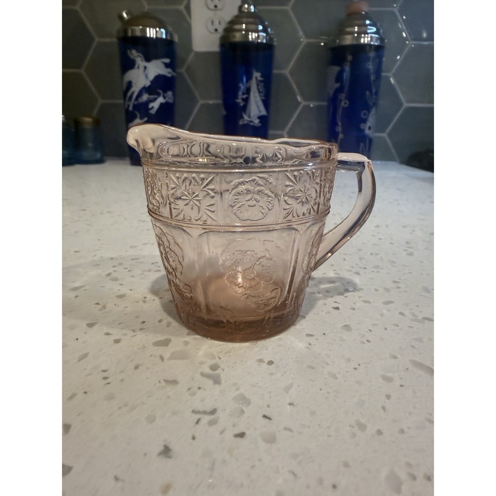 Jeannette Pink  Doric and Pansy Childs Set Individual Creamer Depression Glass